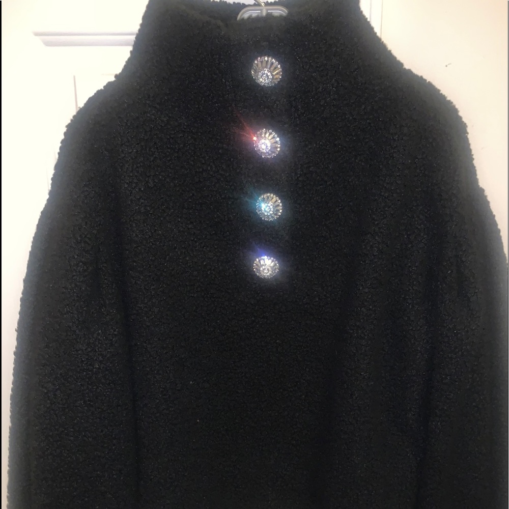 Express Rhinestone Button Sweater